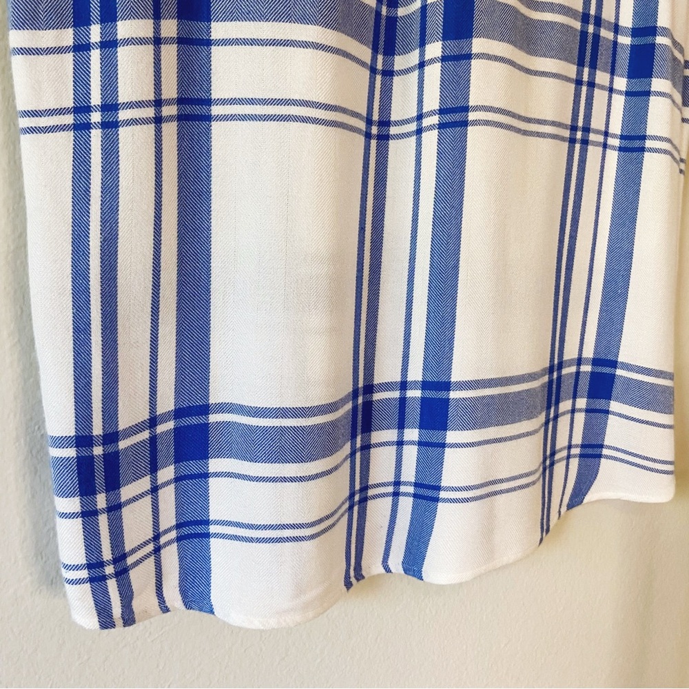 Rails White and Blue Short Sleeve Women's flannel plaid Top, Small, SOFT - Picture 11 of 15